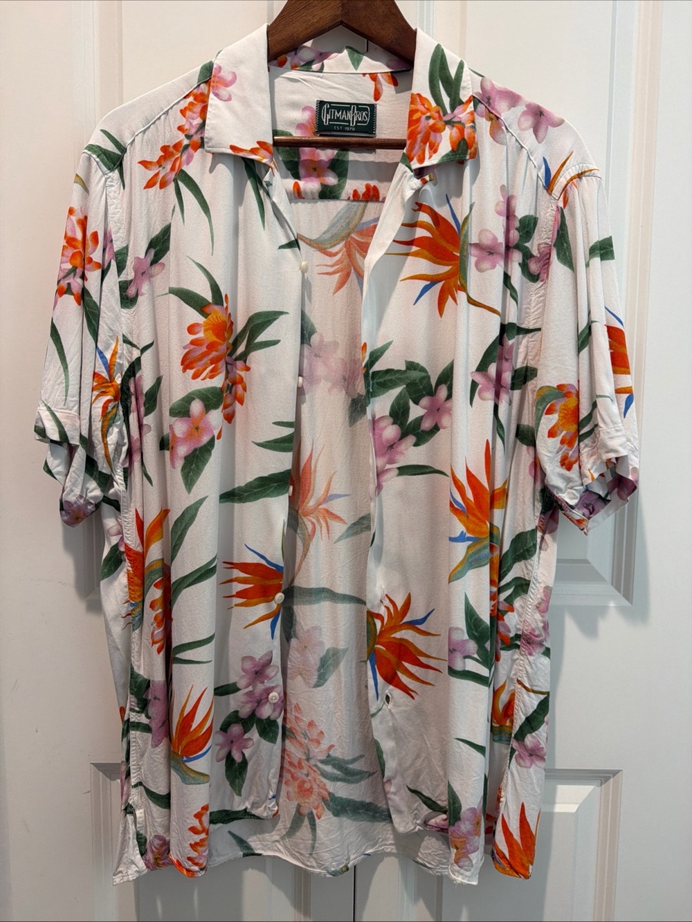 Gitman Bros Vintage Men's L Floral Hawaiian Short Sleeve Camp Loop Collar USA - Picture 11 of 11
